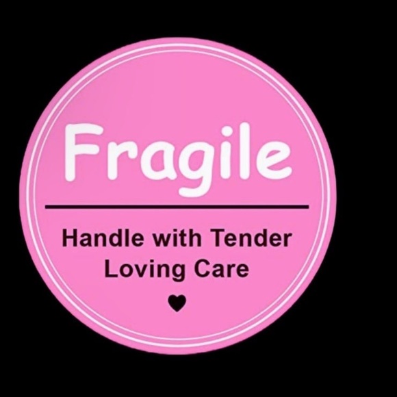 30 2” Pink Fragile Stickers Round Labels Handle with Love Care Shipping Supplies - Picture 3 of 4